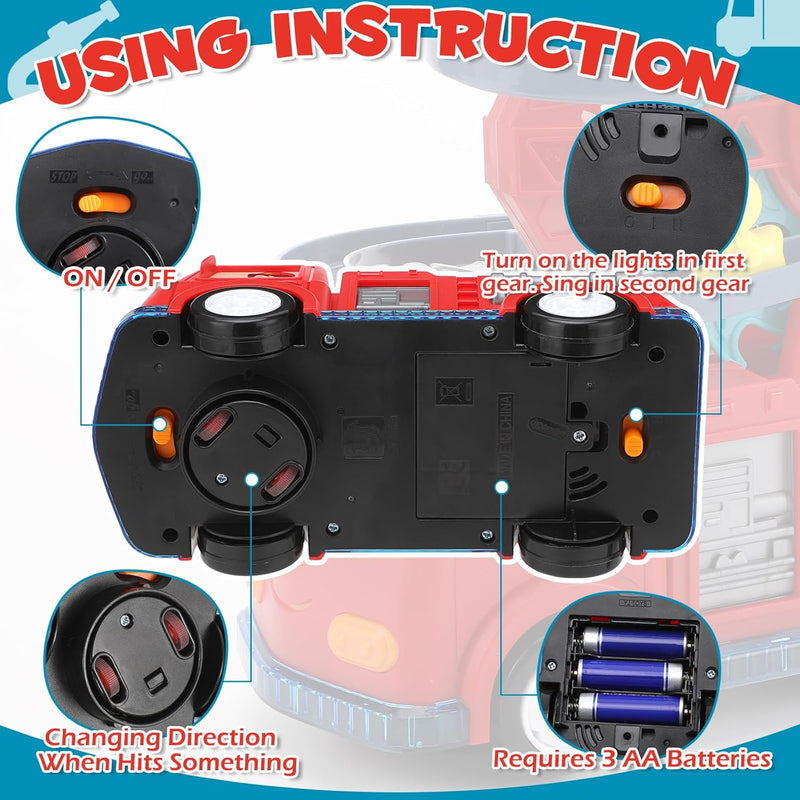 4-in-1 Fire Truck Toy with Lights & Sound for Kids Ages 3–63