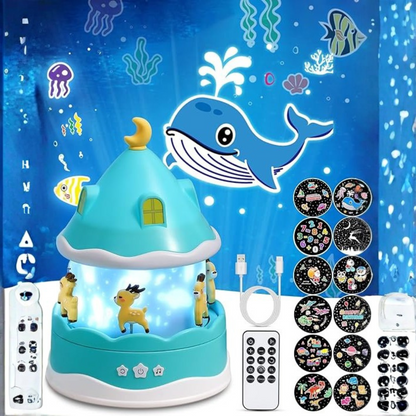 4-in-1 Projector Night Light for Kids – Music Box, Film Projector, and Sleep Lamp
