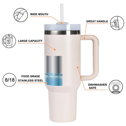 40oz Insulated Tumbler with Handle & Straw 3