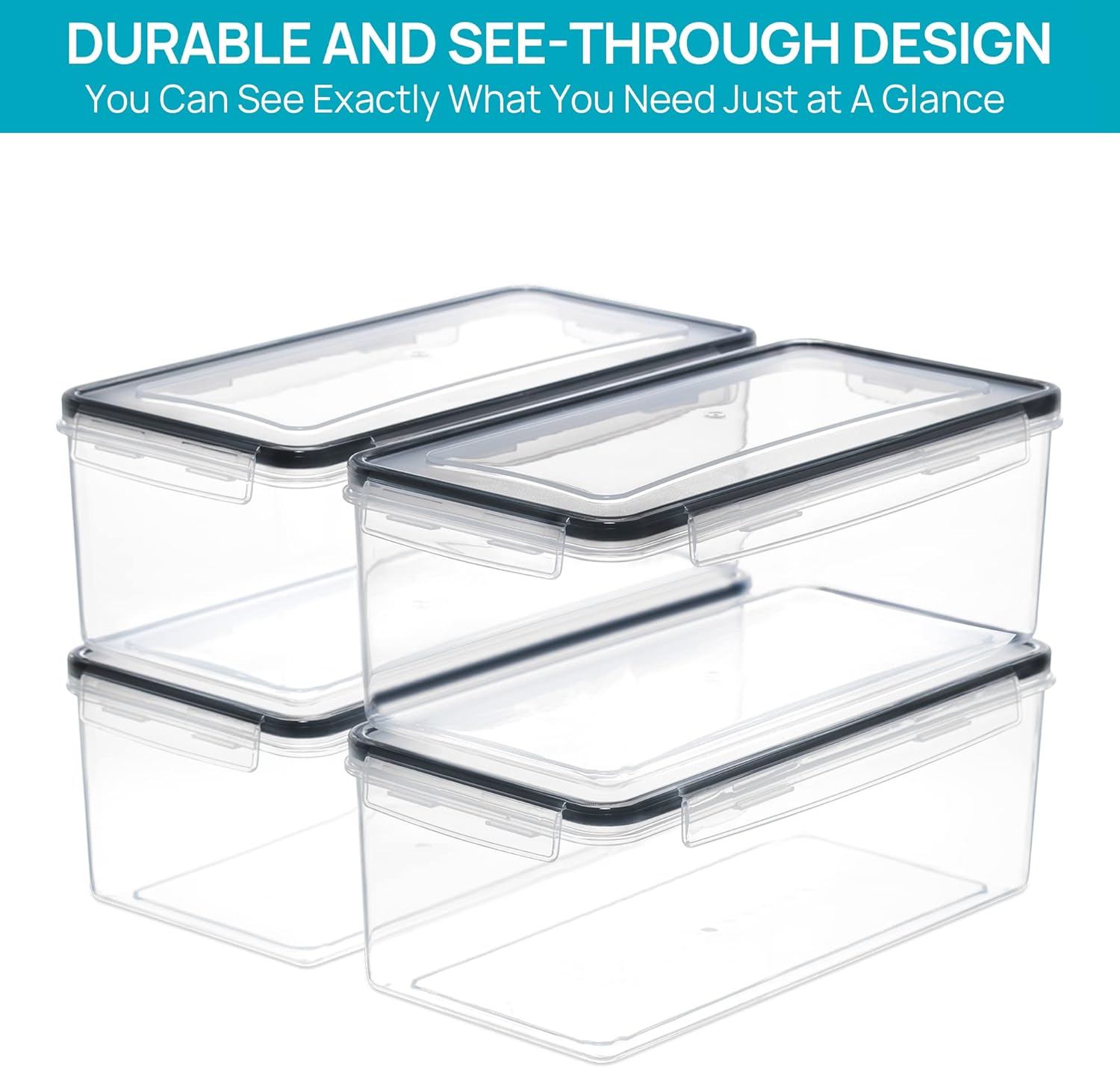 4PCS 3.2L Airtight Food Storage Containers | Kitchen Pantry Organizer