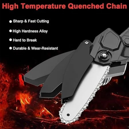 Gluckluz Mini Chainsaw Cordless Chain Saw Electric Handheld 6 Inch Chain Saw with 2 * 24V Rechargeable Battery & Safety Lock for Tree Trimming Wood Cutting Household Garden Pruning Work