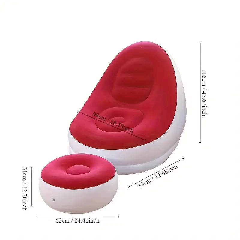 Inflatable Chair with Footstool Set Durable Blow-Up Air Bean Bag