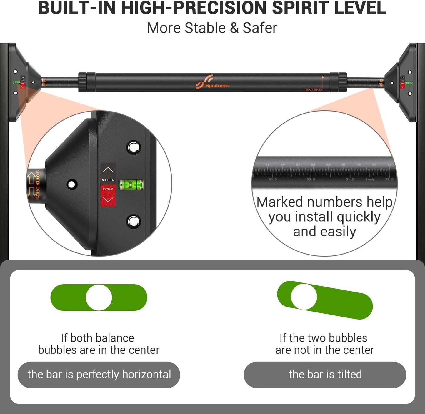 Adjustable Pull-Up Bar for Doorway – No-Screw Chin-Up Bar with Safety Lock, Heavy-Duty 200kg Load Capacity (75–94cm) - UaeClicks.com