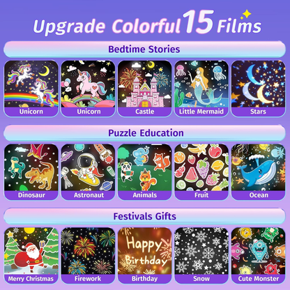 One Fire Kids Night Light Projector – 5 Film Reels & Rechargeable Battery