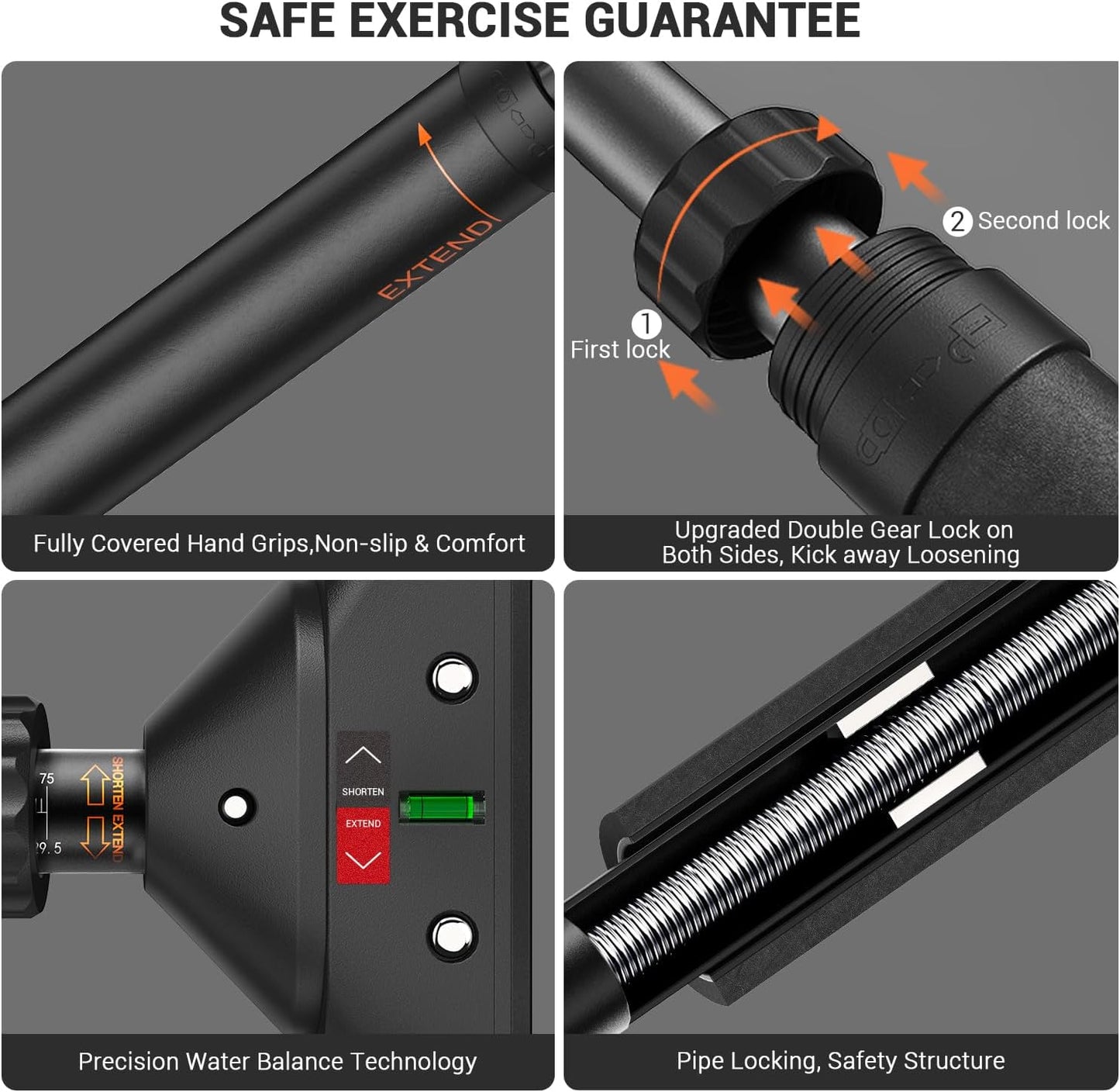 Adjustable Pull-Up Bar for Doorway – No-Screw Chin-Up Bar with Safety Lock, Heavy-Duty 200kg Load Capacity (75–94cm)