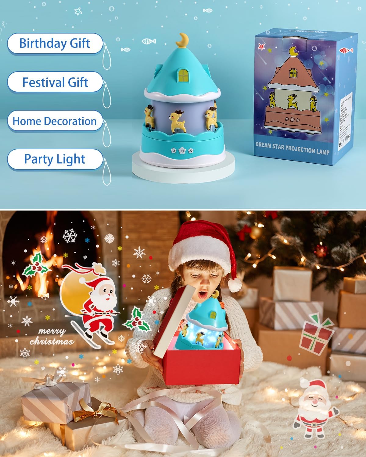 4-in-1 Projector Night Light for Kids – Music Box, Film Projector, and Sleep Lamp