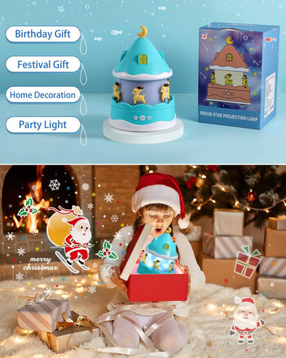 4-in-1 Projector Night Light for Kids – Music Box, Film Projector, and Sleep Lamp