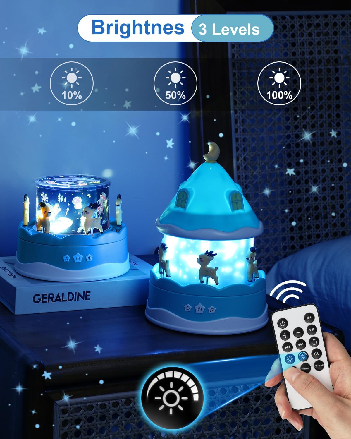4-in-1 Projector Night Light for Kids – Music Box, Film Projector, and Sleep Lamp