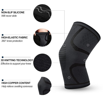 Knee Compression Sleeve Support (2 Pack) – Breathable Knee Brace for Men & Women | Ideal for Workouts, Sports & Everyday Support (Large)