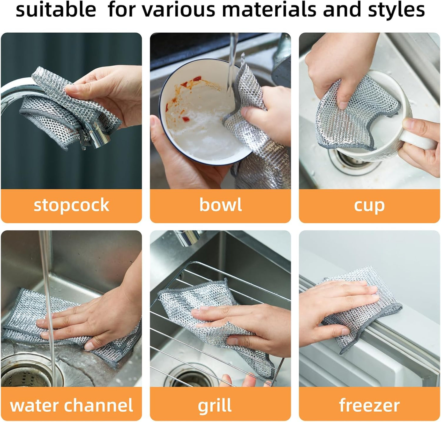 Multipurpose Wire Miracle Cleaning Cloths Pack of 8