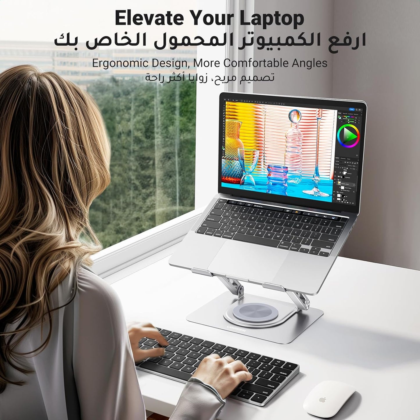 360° Rotating Adjustable Laptop Stand – Ergonomic, Sturdy & Foldable