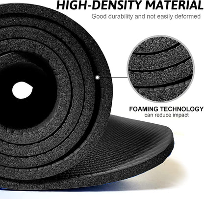 Non-Slip Yoga Mat with Carry Strap – 10mm Thick Eco-Friendly Exercise Mat for Yoga, Pilates, and Home Workouts