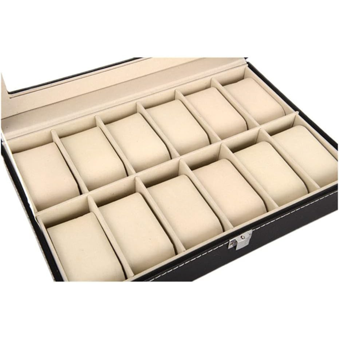 12-Slot Watch Box Organizer | Premium Leather Display Case
