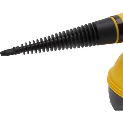 Black and yellow flexible hose on a white background