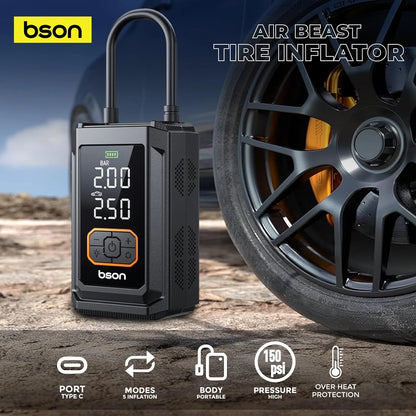 AIR BEAST Tire Inflator – Bson 4-in-1 Portable 150 PSI Pump & Power Bank