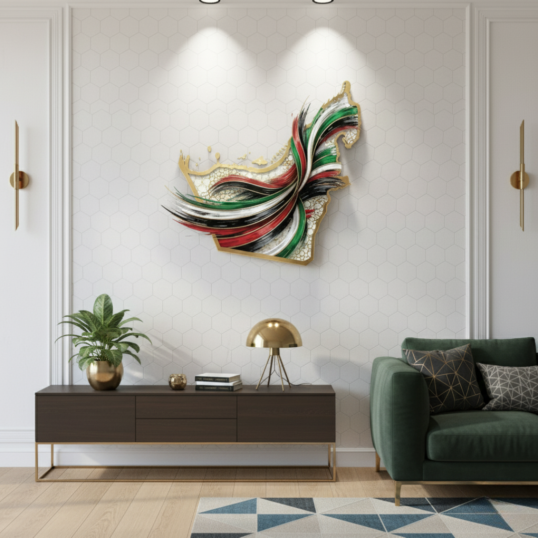 Abstract UAE Map Flag Acrylic Wall Art | National Day Decor