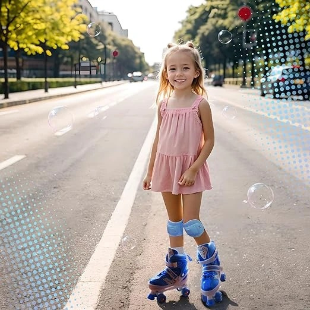 Adjustable Inline Roller Skates for Kids (Girls & Boys) – Safe Toddler Skating Shoes, Size Small (J11–1.5), Multi-Color..