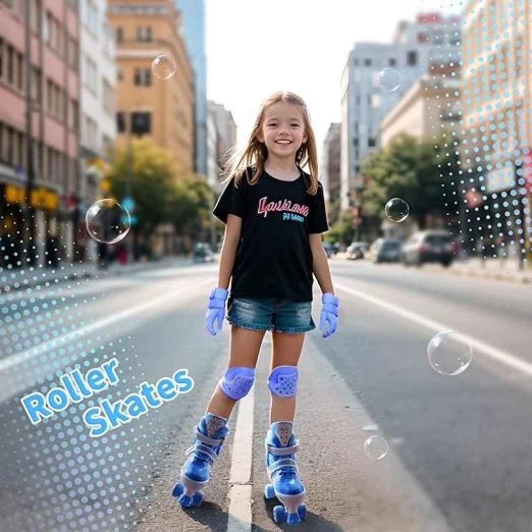 Adjustable Inline Roller Skates for Kids (Girls & Boys) – Safe Toddler Skating Shoes, Size Small (J11–1.5), Multi-Color.