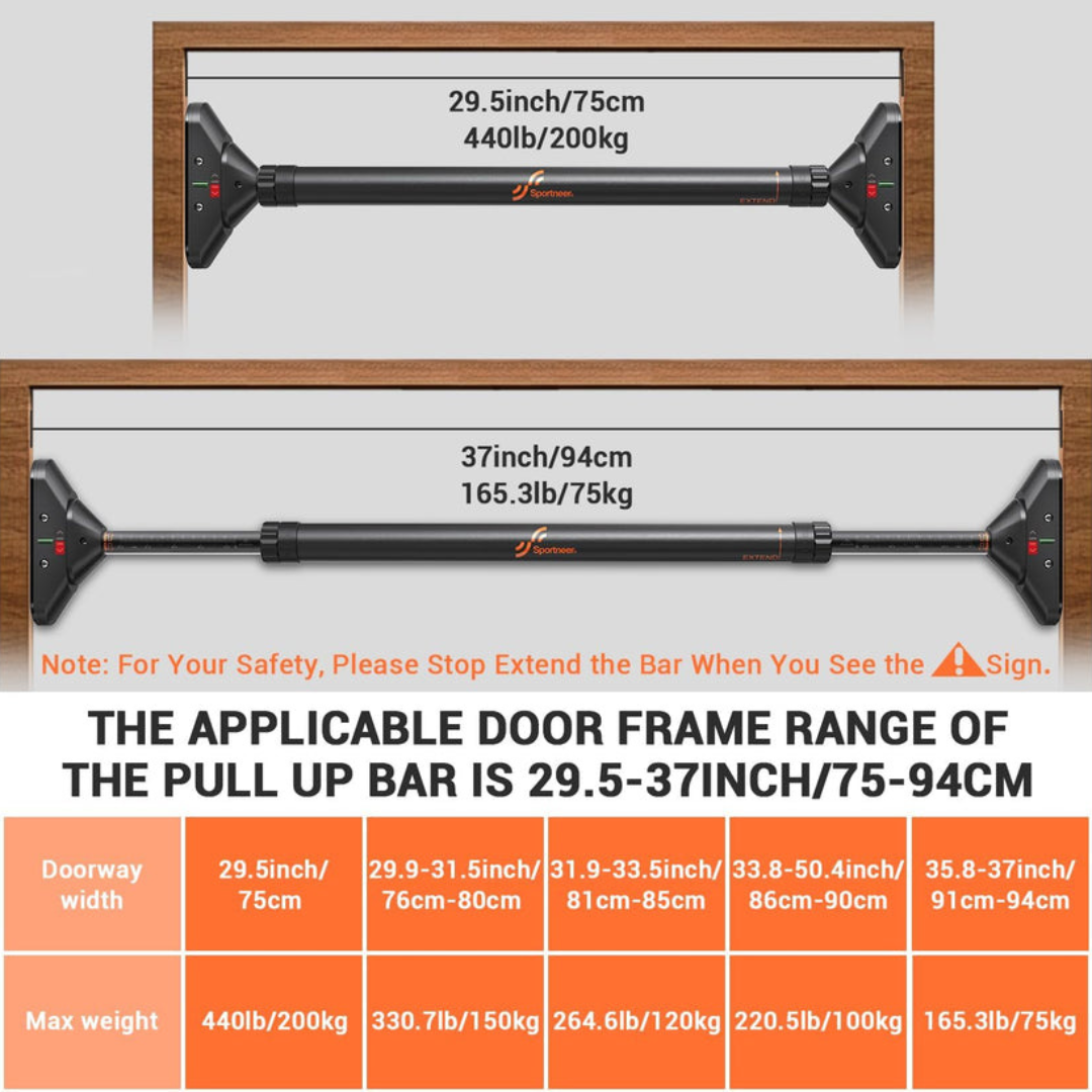 Two pull-up bars with measurement details on a white background