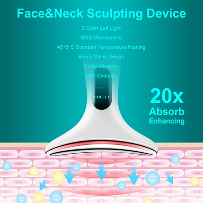 Advanced EMS Face Toning and Neck Lifting Device with Heat Therapy - Portable White...