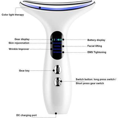 Advanced EMS Face Toning and Neck Lifting Device with Heat Therapy - Portable White.2..