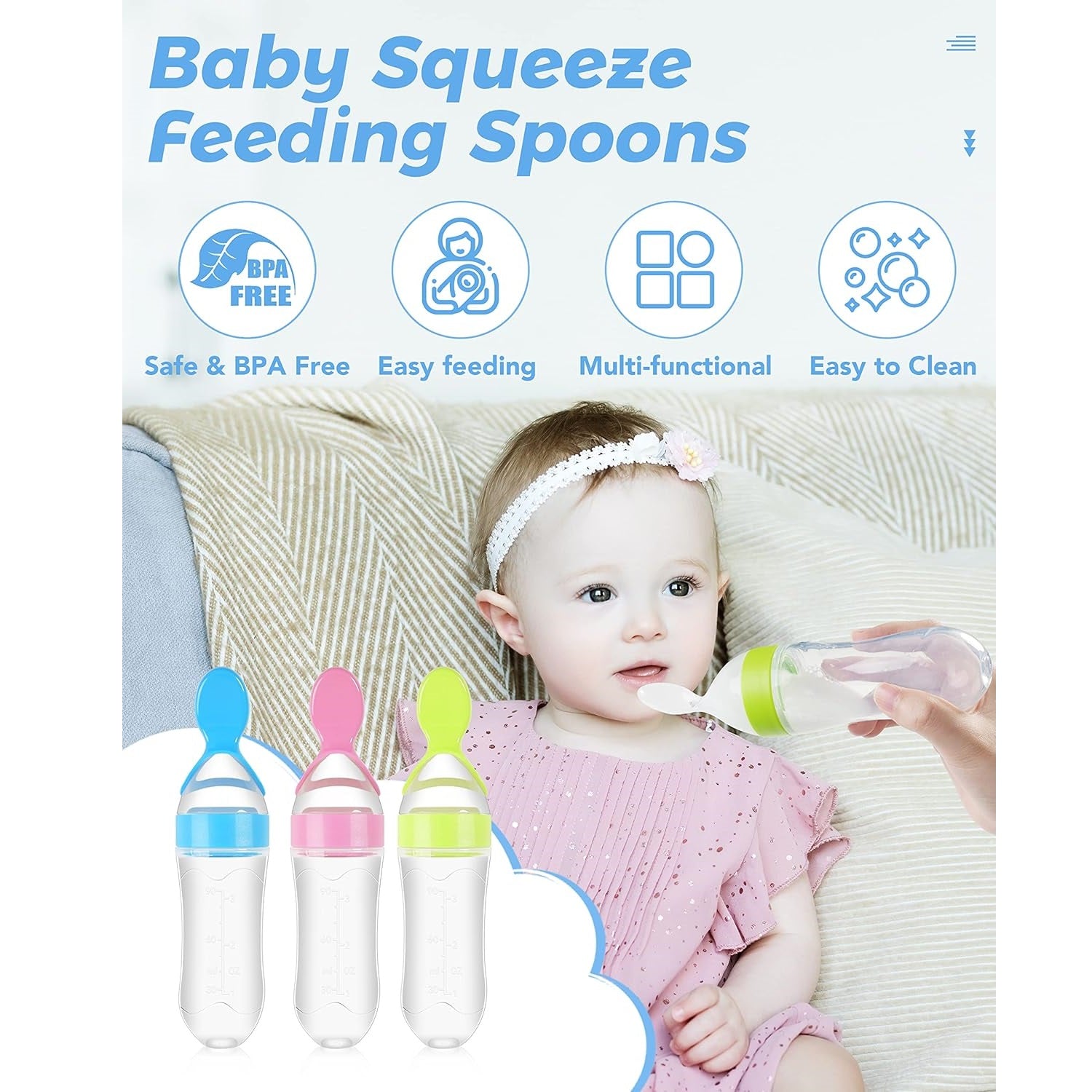 Baby Food Feeder: 3-Pack Squeeze Feeding Spoons