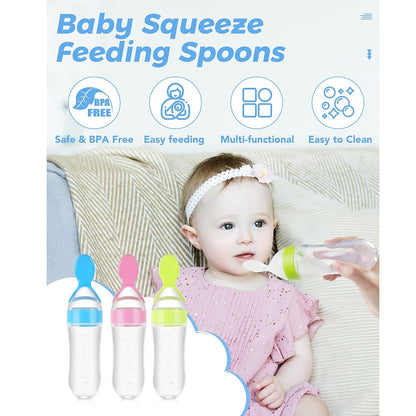 Baby Food Feeder: 3-Pack Squeeze Feeding Spoons