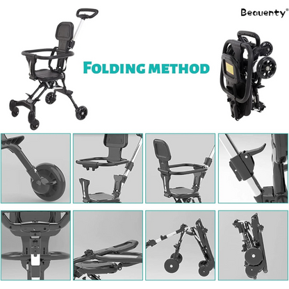 Beauty Kids Compact Travel Stroller – Lightweight, One-Hand Fold, Airplane Carry-On Size with Adjustable Backrest & Handle..