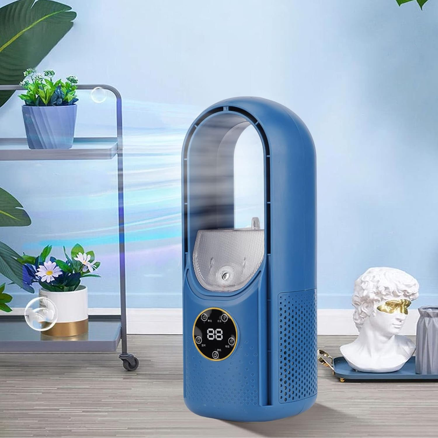 Bladeless Desk Fan, 2 in 1 Water Misting Fan Small Bladeless Fan with 6 Speed and Timer, USB Rechargeable1