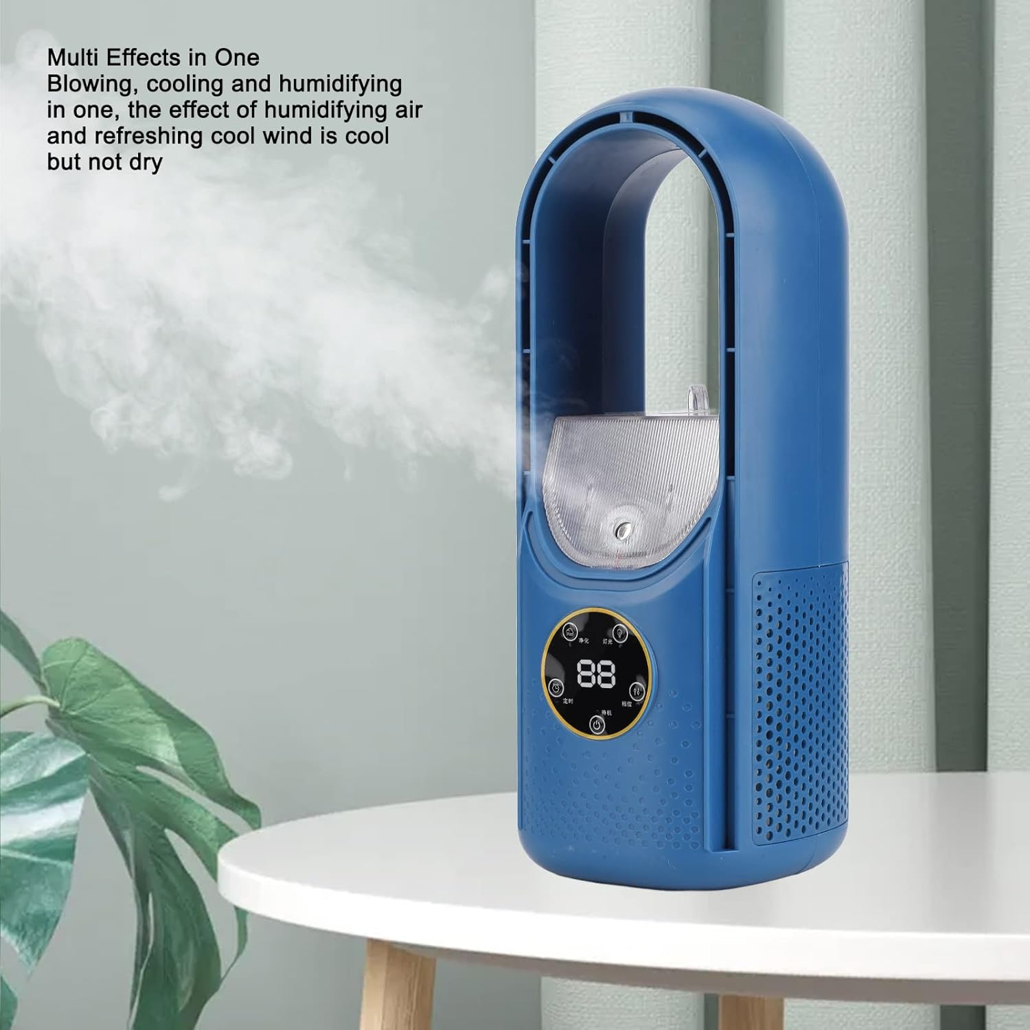 Bladeless Desk Fan, 2 in 1 Water Misting Fan Small Bladeless Fan with 6 Speed and Timer, USB Rechargeable3
