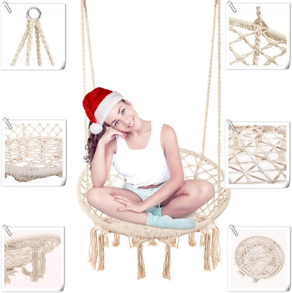 Boho Macrame Hammock Swing Chair – Indoor/Outdoor Hanging Chair