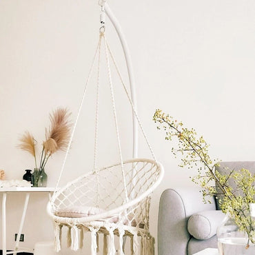 Boho Macrame Hammock Swing Chair – Indoor/Outdoor Hanging Chair