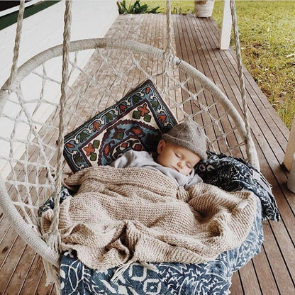 Boho Macrame Hammock Swing Chair – Indoor/Outdoor Hanging Chair