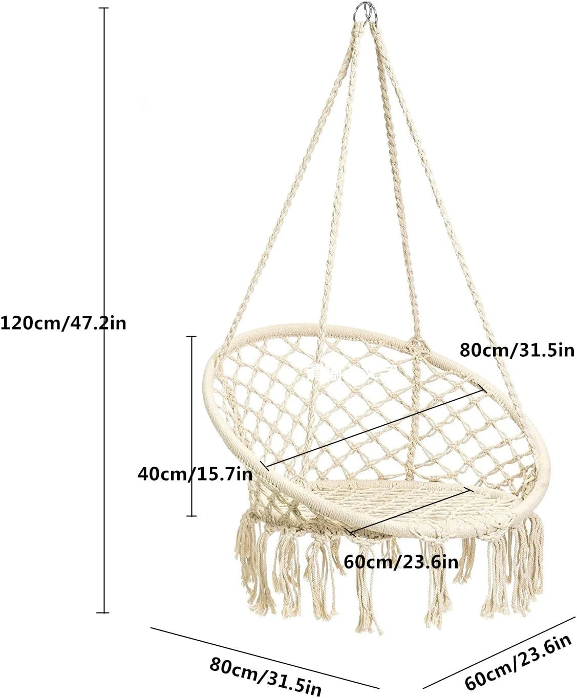 Boho Macrame Hammock Swing Chair – Indoor/Outdoor Hanging Chair
