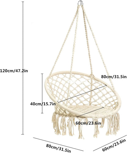 Boho Macrame Hammock Swing Chair – Indoor/Outdoor Hanging Chair