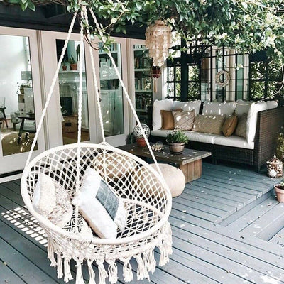 Boho Macrame Hammock Swing Chair – Indoor/Outdoor Hanging Chair