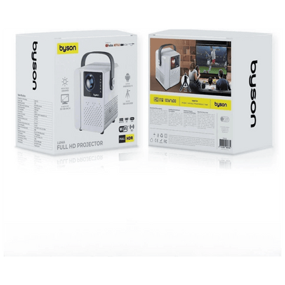 Bson Luma Full HD Projector – Android 11, 5G WiFi, 50-120” Display, Remote Control & 360° Tripod, Full HDR Resolution.