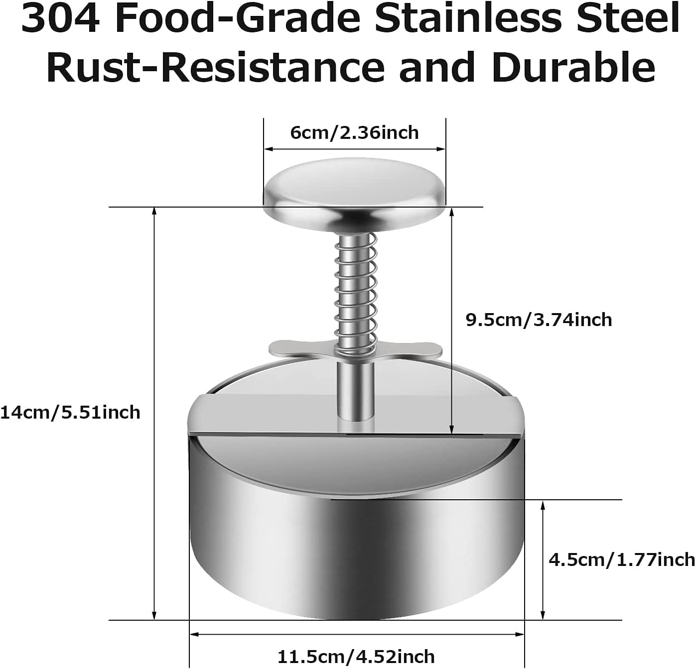 Burger Press, Stainless Steel Hamburger Patty Maker