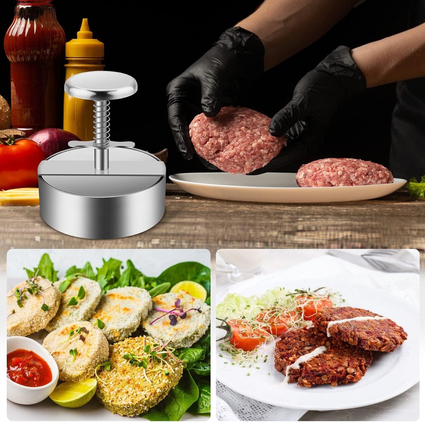 Burger Press, Stainless Steel Hamburger Patty Maker
