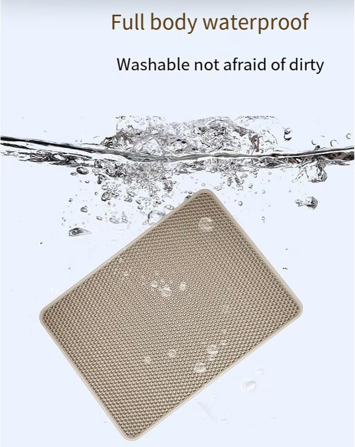Cat Litter Mat 35"x24" | Double Layer Honeycomb Waterproof Mat (Grey)