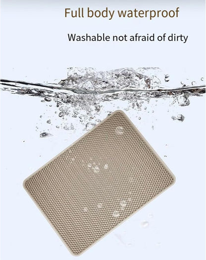 Cat Litter Mat 35"x24" | Double Layer Honeycomb Waterproof Mat (Grey)