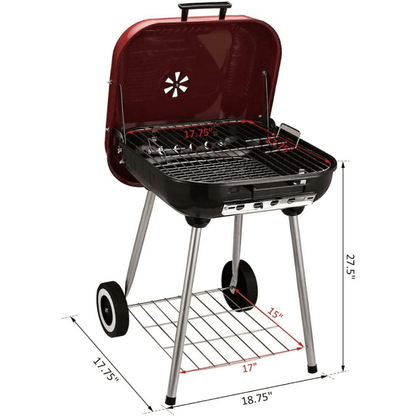 Chamdel 18" Square Charcoal BBQ Grill – 300 sq.in Cooking Area & Stainless Steel
