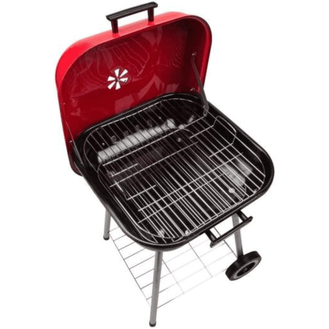 Chamdel 18" Square Charcoal BBQ Grill – 300 sq.in Cooking Area & Stainless Steel Legs.