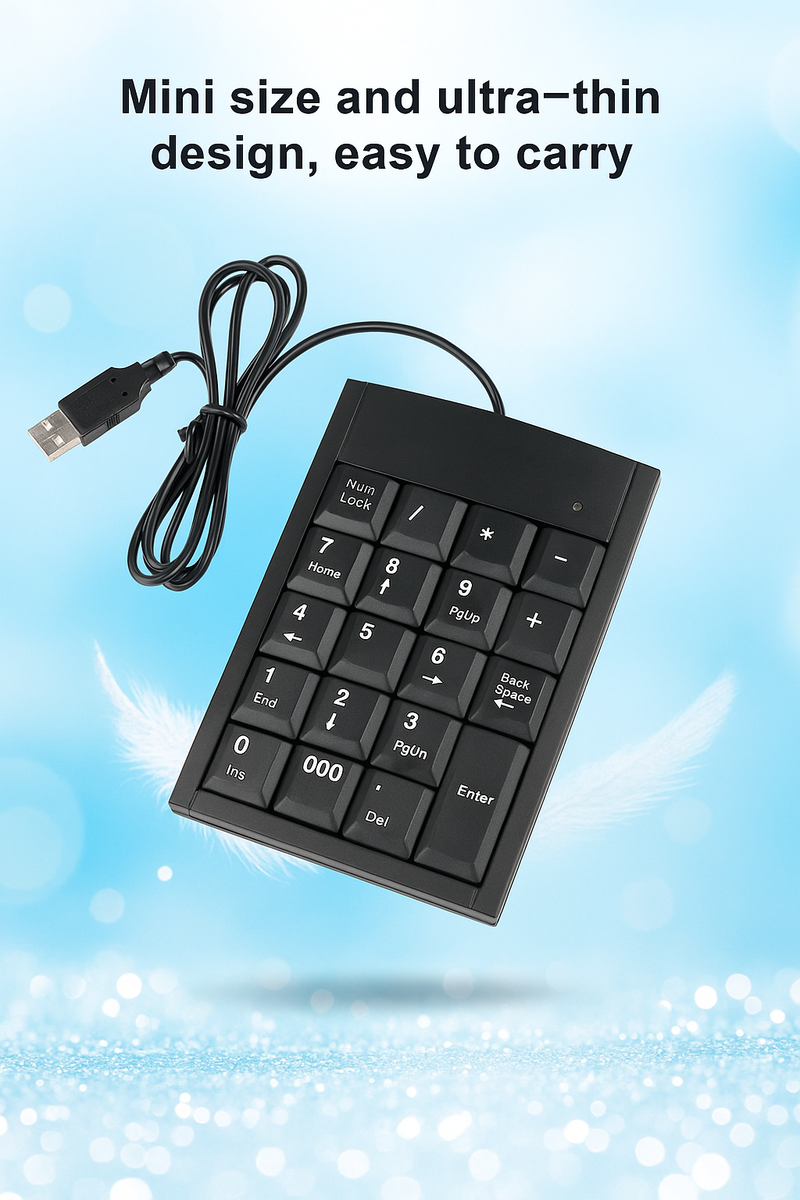 Portable USB Numeric Keypad – Mini Number Keyboard for Laptop & PC