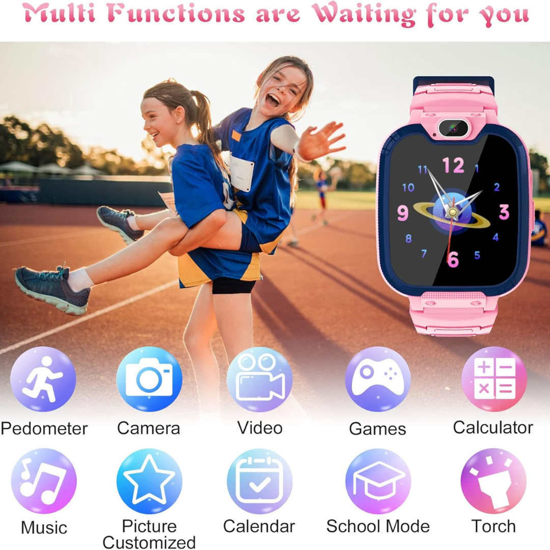 Childrens Smart Watch with Dual Camera and Educational Games Pink Edition..
