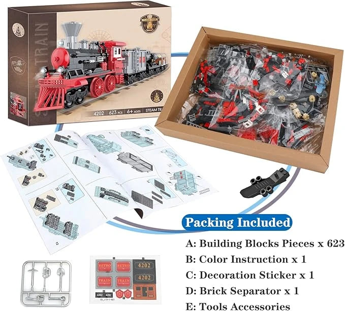 Classic Train Building Blocks Set – 623 PCS Educational Toy