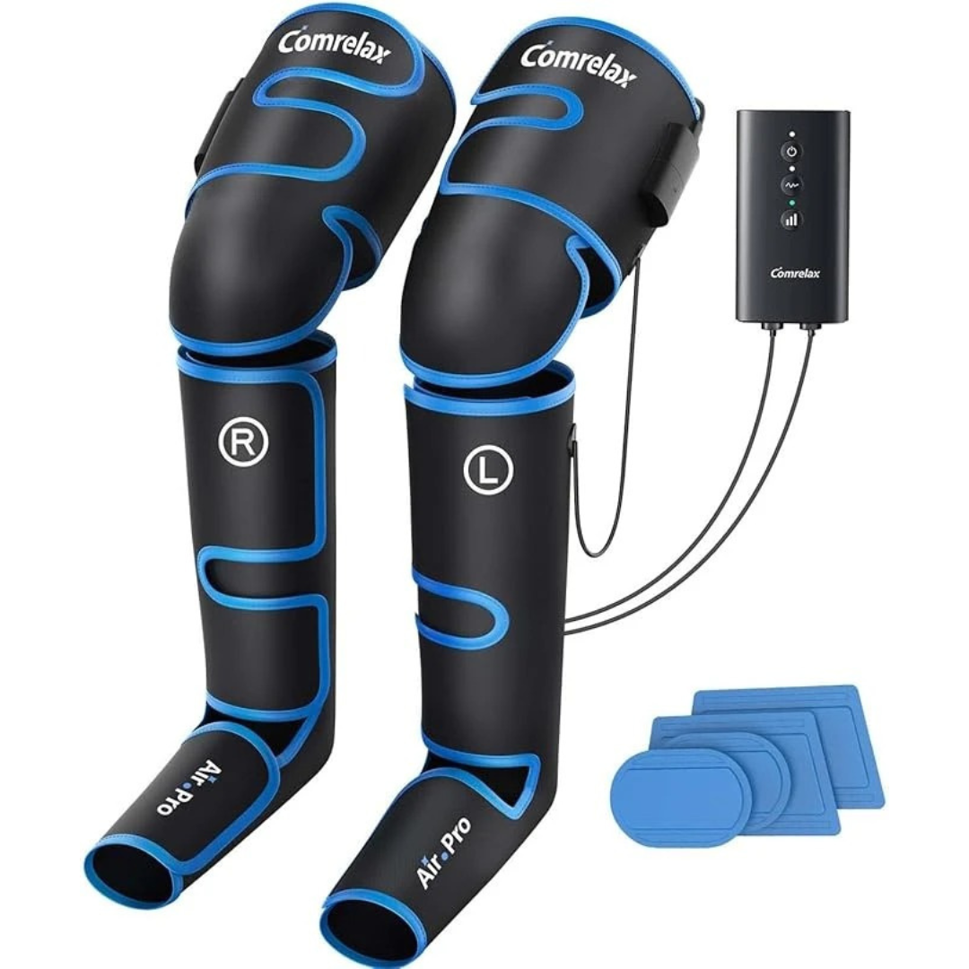 Comrelax Air Compression Leg Massager – Sequential Full Leg Massager with Cold Therapy