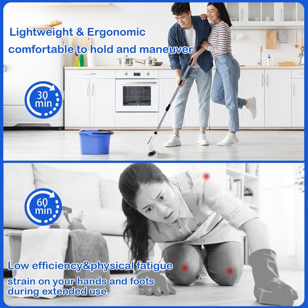 Cordless Electric Spin Scrubber with 7 Interchangeable Heads and Adjustable Extension Handle.....