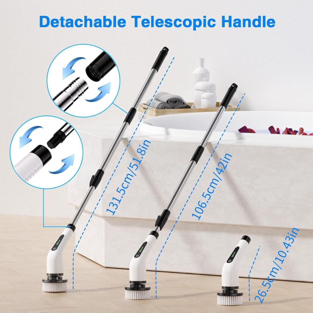 Cordless Electric Spin Scrubber with 7 Interchangeable Heads and Adjustable Extension Handle....