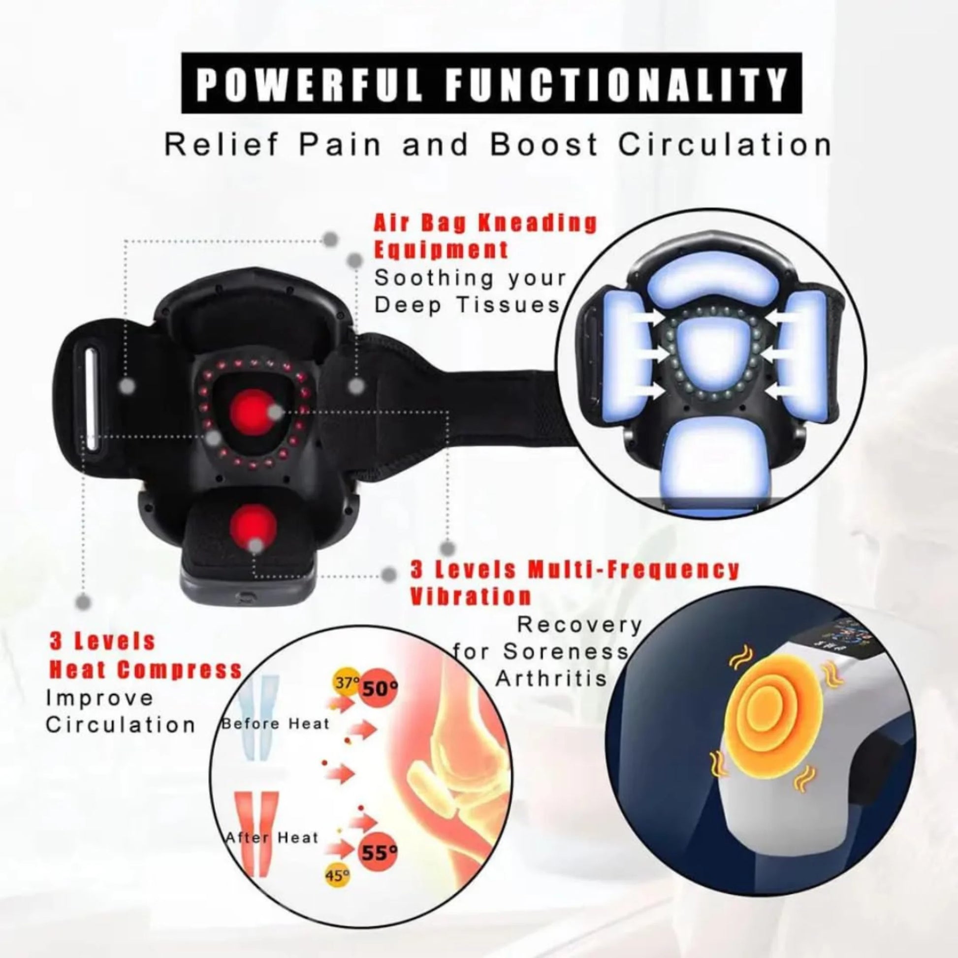 Cordless Knee Massager with 9-Level Heat 3